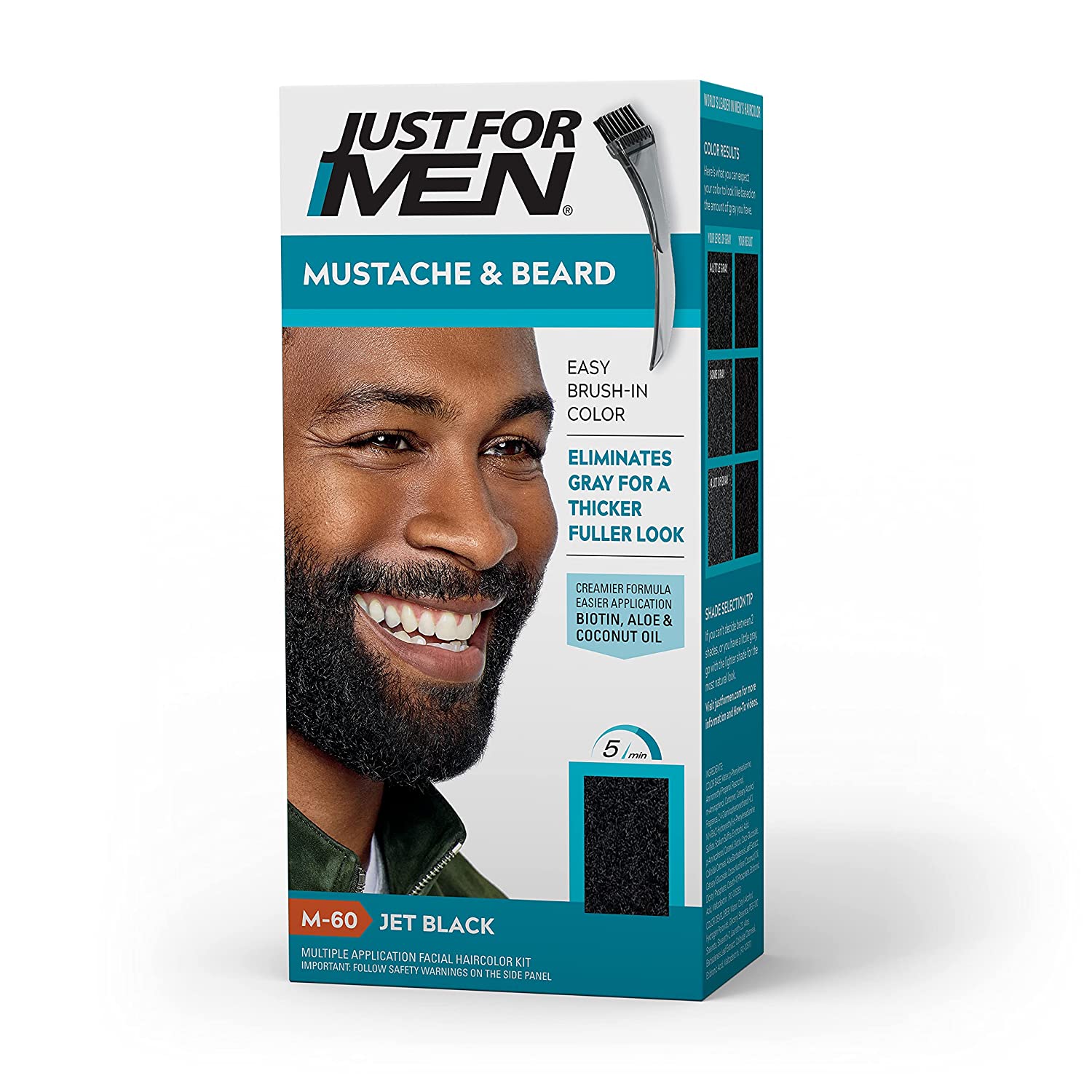 Just For Men Mustache & Beard, Beard Coloring for Gray Hair with Brush Included